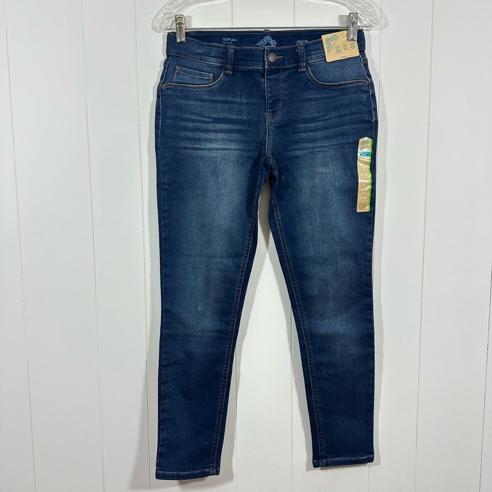 NWT There Abouts girls dark wash blue denim jeggings size 12.5 plus Superflex
